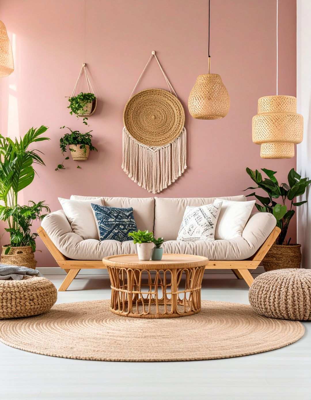 Dusty Rose Bohemian Sanctuary - 24 Pink Living Room Ideas