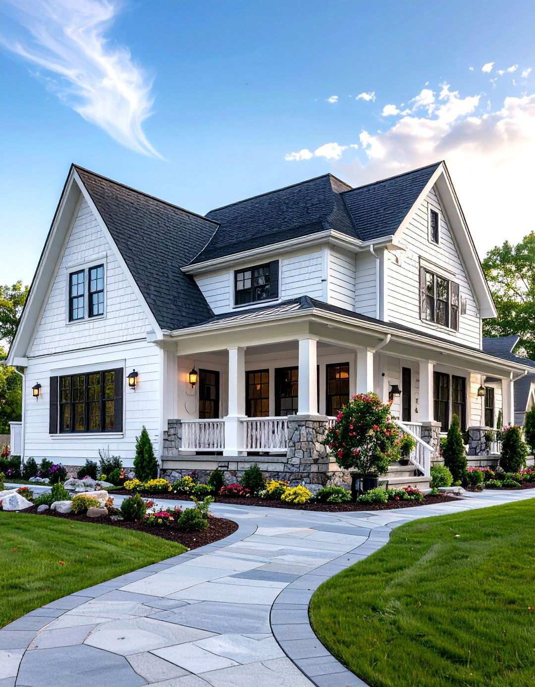 Dutch Colonial White Gambrel Design - 24 White Siding House Designs