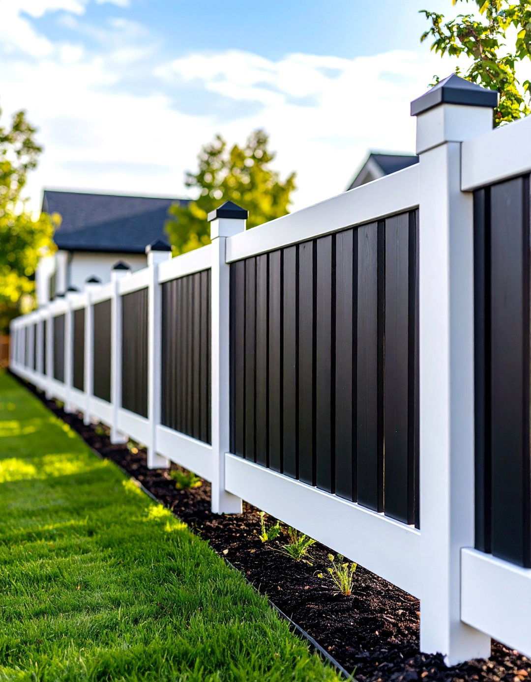 Dynamic Black and White Contrast Fence - 24 Vinyl Fence Colors