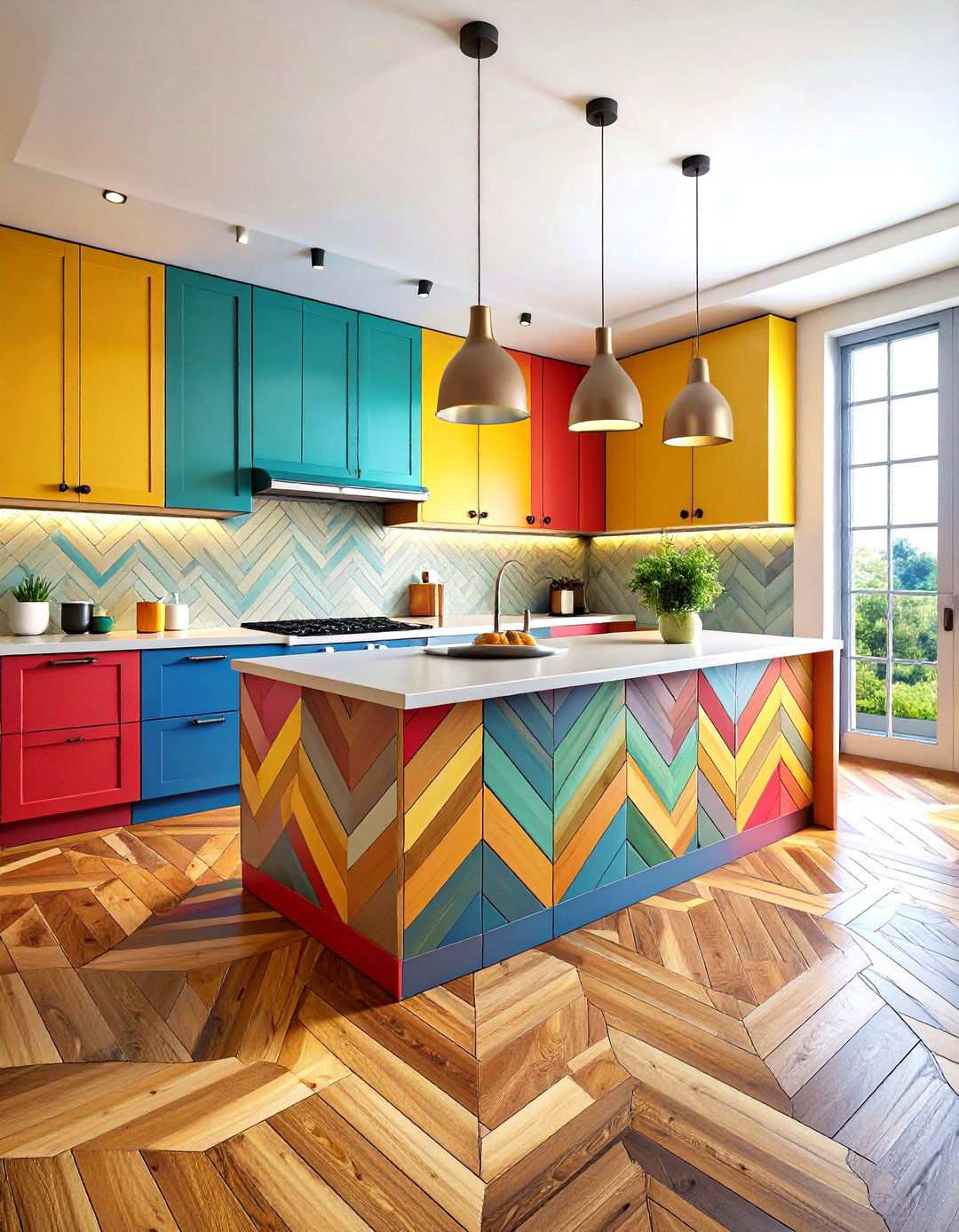 Dynamic Chevron Wood Patterns - 24 Kitchen Flooring Ideas