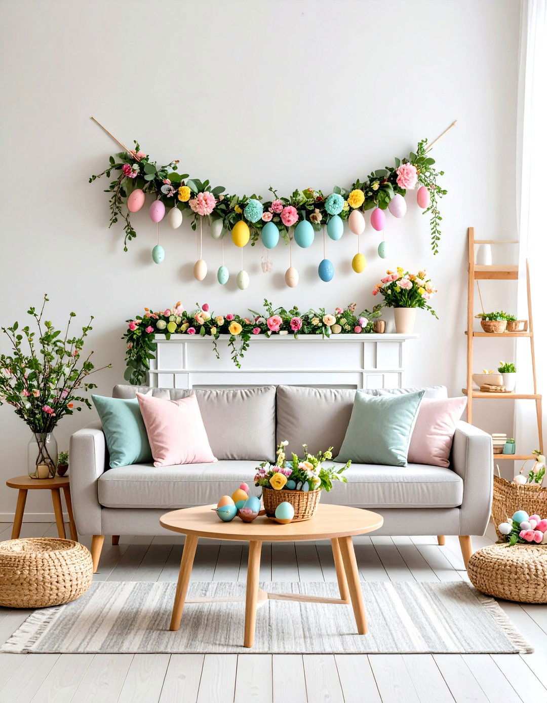 Easter Spring Pastel Garland - 24 Mantel Garland Ideas