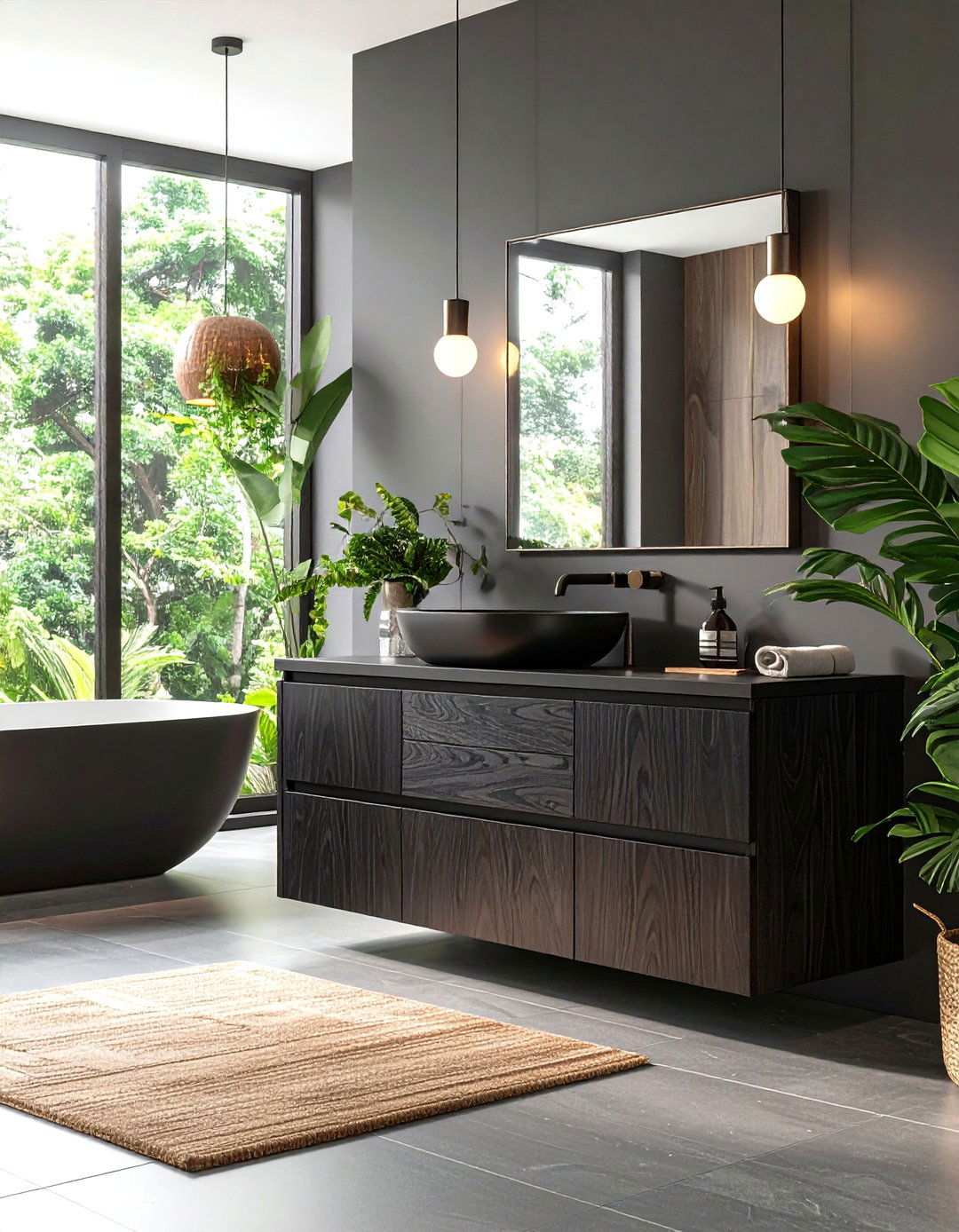 Ebonized Oak Modern Vanity - 24 Wood Bathroom Vanity Ideas