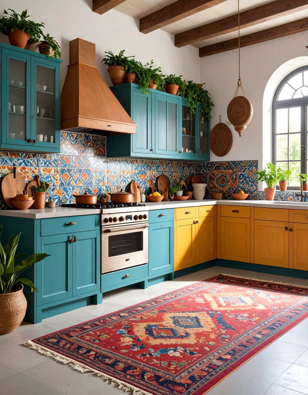 Eclectic Bohemian One Wall Kitchen with Global Influences - 24 One Wall Kitchen Ideas