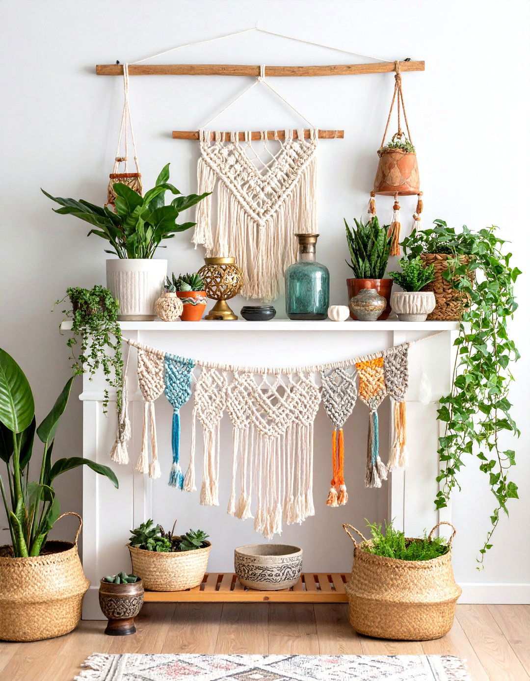 Eclectic Boho Spring - 24 Spring Mantel Decor Ideas