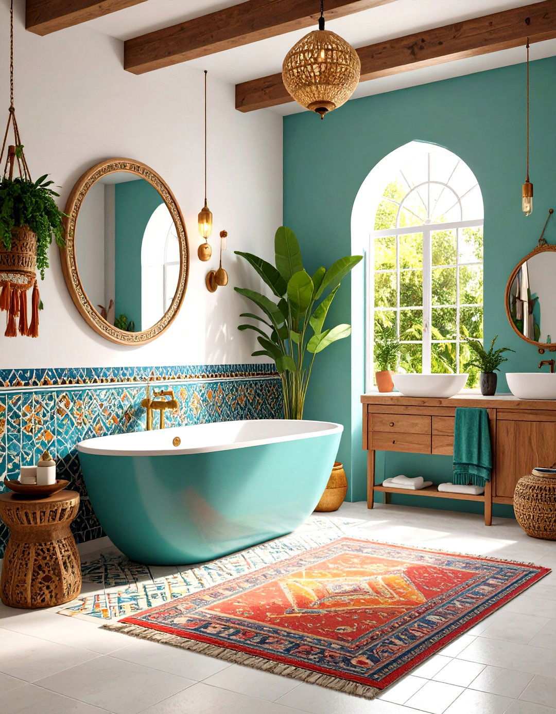 Eclectic Global Windowless Bathroom with Cultural Influences - 24 Windowless Bathroom Ideas