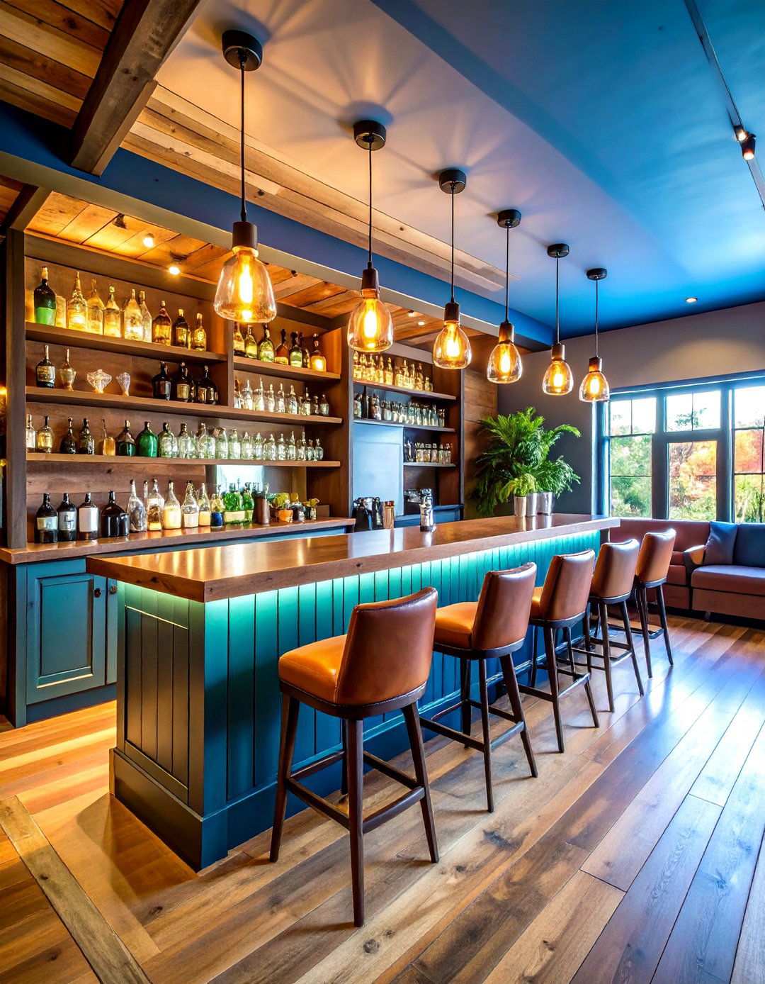 Eclectic Home Bar with Reclaimed Shiplap Backdrop - 24 shiplap accent wall ideas