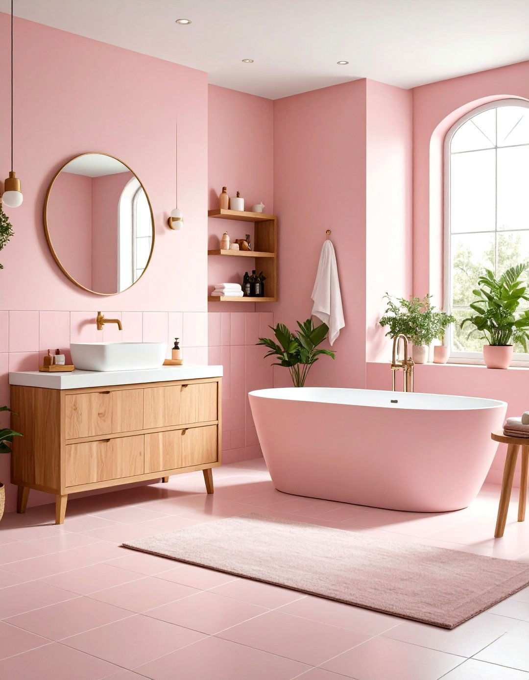 Eclectic Pink Mix Bathroom - 24 Pink Tile Bathroom Ideas