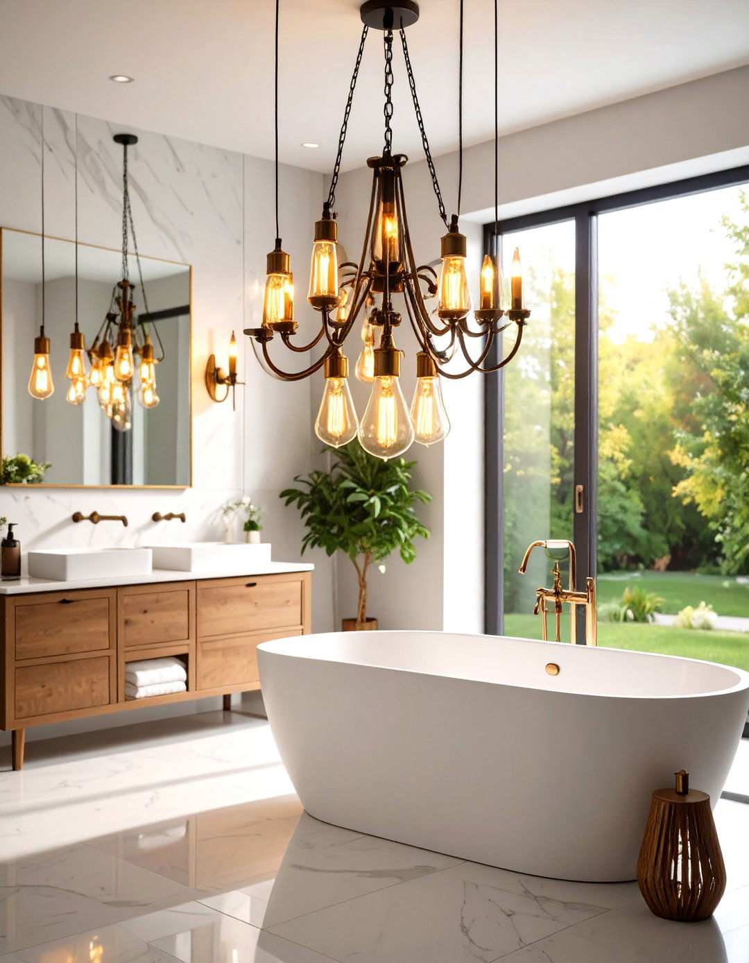 Edison Bulb Light Fixtures - 24 Rustic Bathroom Ideas