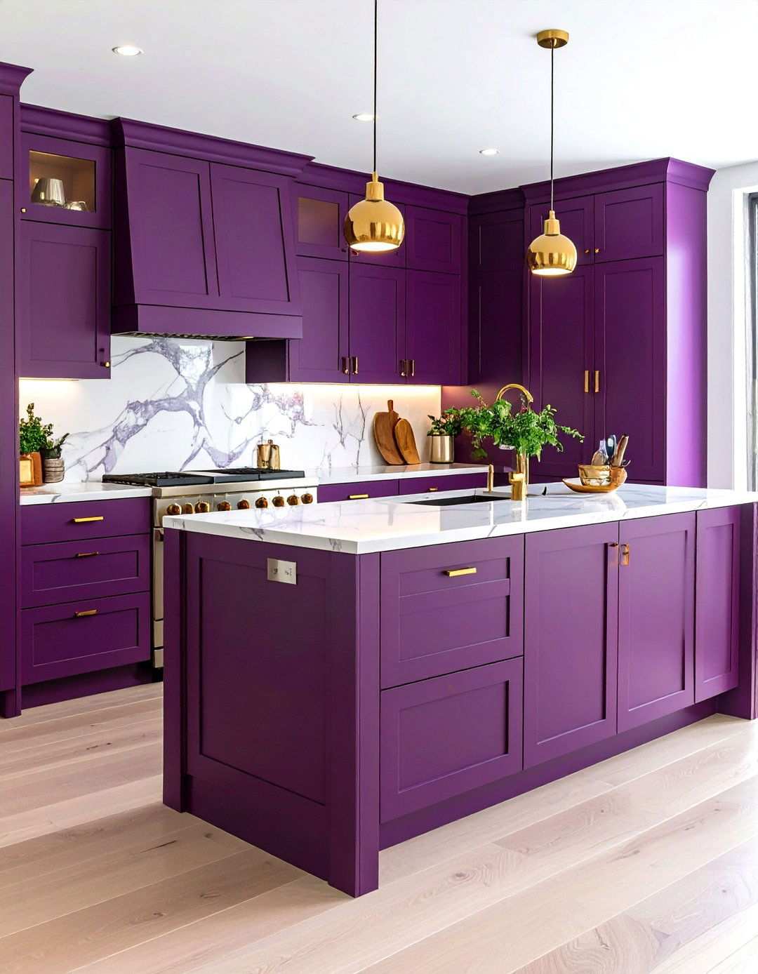 Eggplant Lower Cabinet Drama Kitchen - 24 Purple Kitchen Ideas