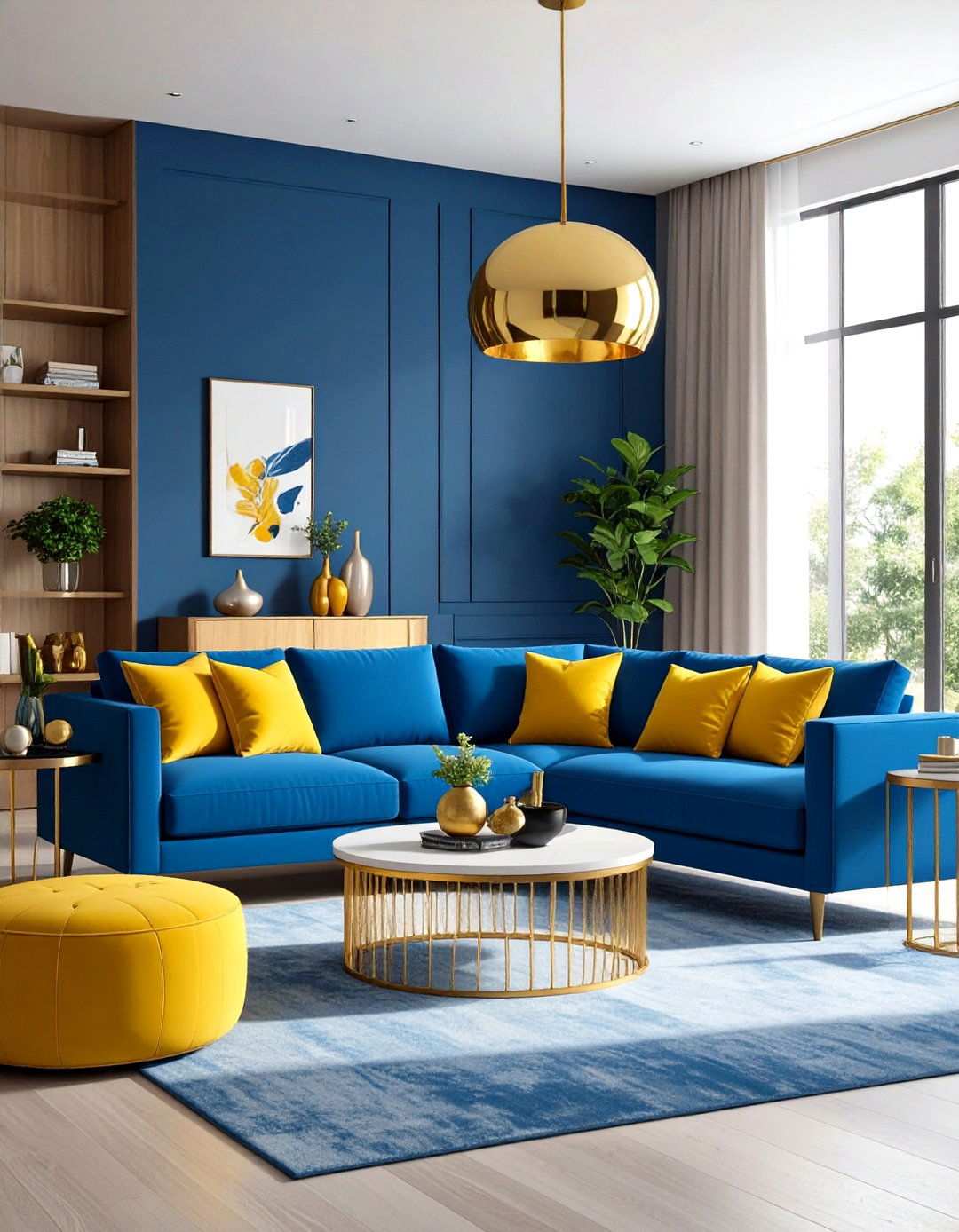 Electric Blue and Golden Yellow Contemporary - 24 Yellow and Blue Living Room Ideas