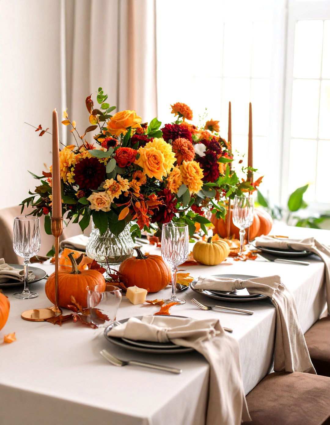 Elegant Autumn Floral Arrangements - 24 thanksgiving table decor ideas