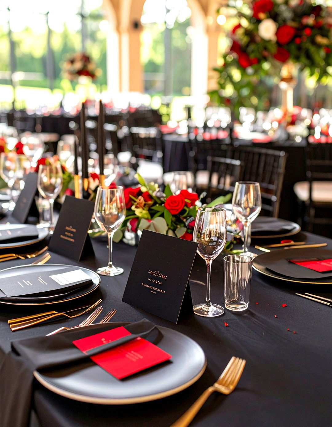 Elegant Black Place Cards - 24 Red and Black Wedding Ideas