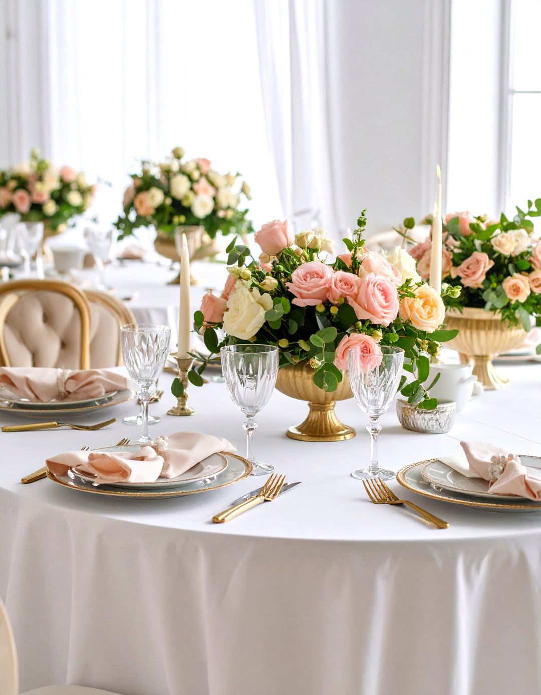Elegant Formal Setting with Fine China and Crystal - 24 Round Table Decor Ideas