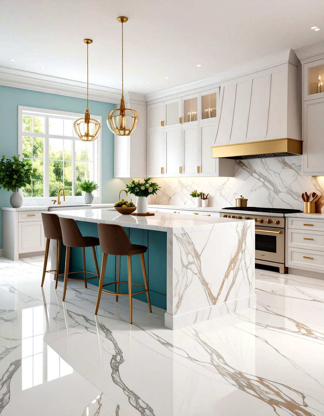 Elegant Marble Effect Linoleum Patterns - 24 Linoleum Kitchen Flooring Ideas