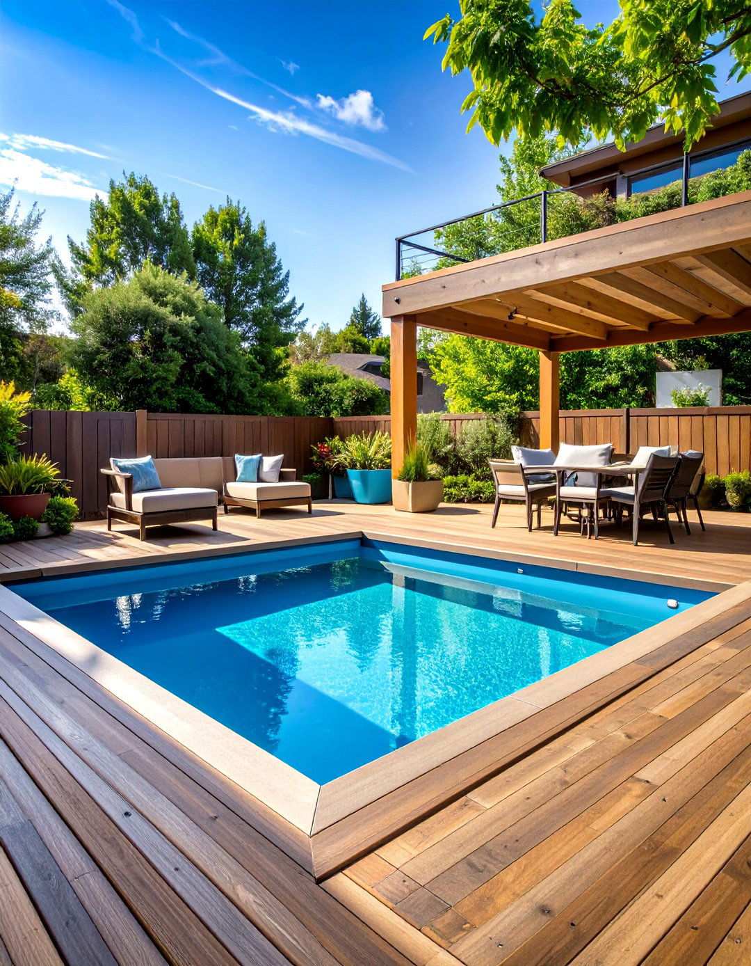 Elevated Pool Deck Integration - 24 Small Pool Ideas