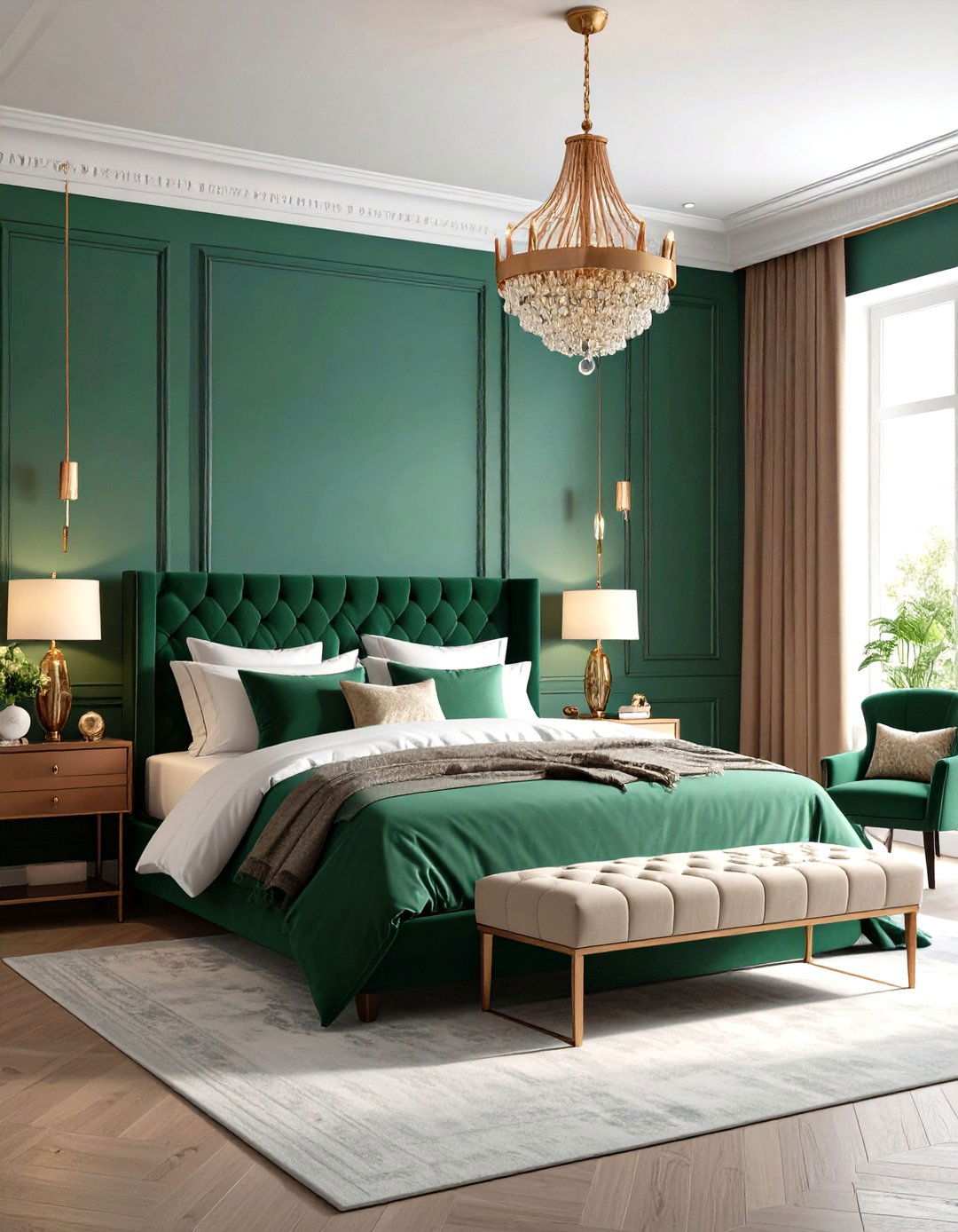 Emerald Green Dramatic Bedroom - 24 Light Green Bedroom Ideas