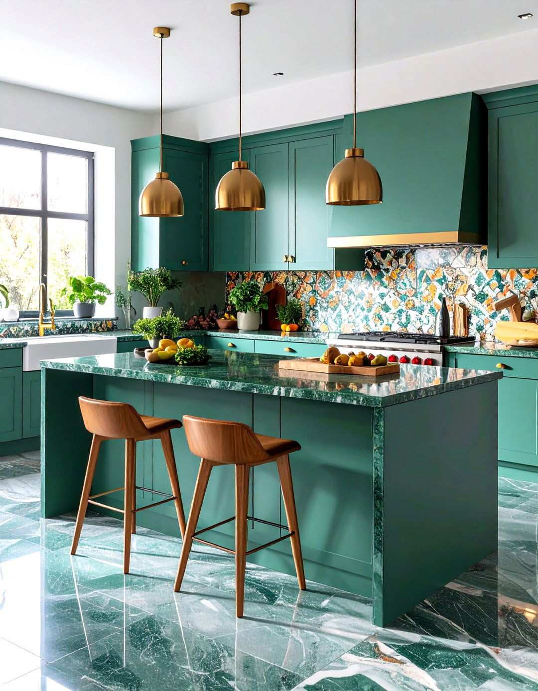 Emerald Green Granite Maximalist Kitchen - 24 Kitchen With Green Countertops Ideas