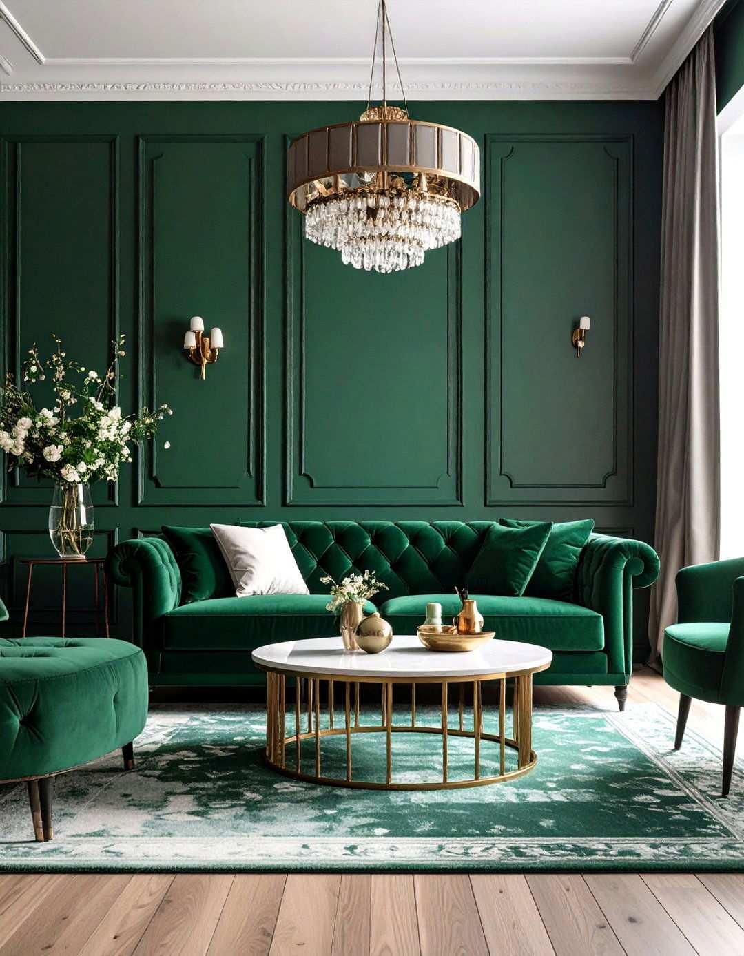 Emerald Green Living Room Jewel Box - 24 Monochromatic Color Schemes for Rooms
