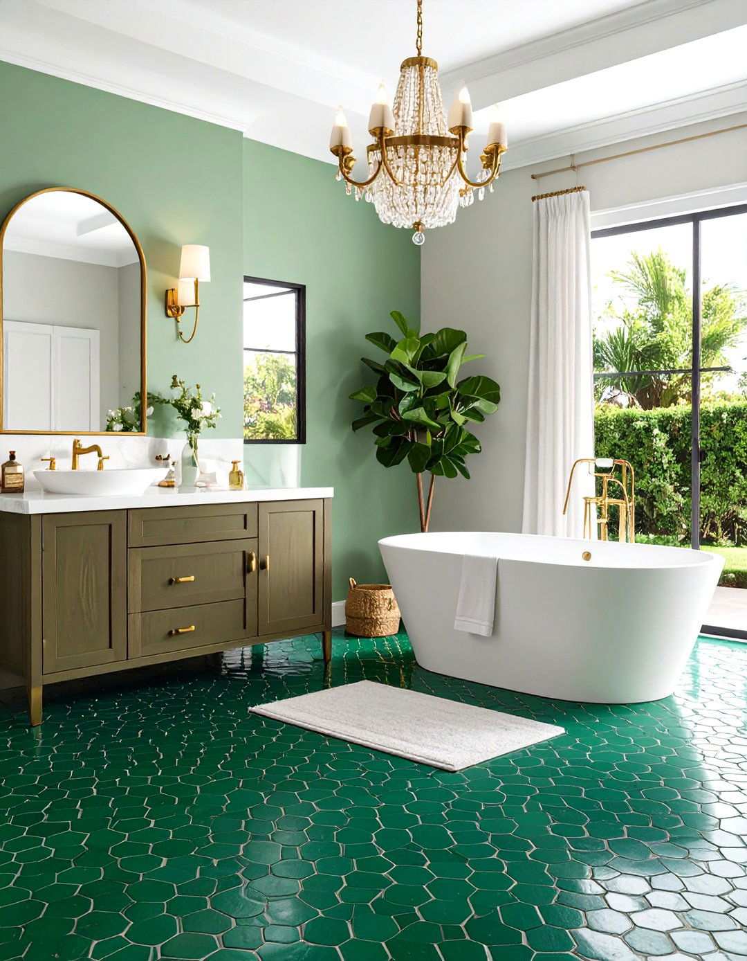 Emerald Green Vintage Revival - 24 Penny Tile Bathroom Floor Ideas
