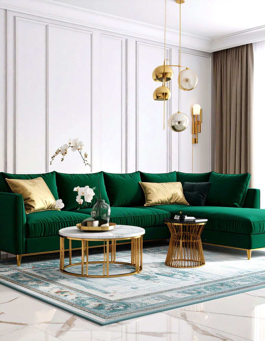 Emerald Velvet Sophistication Living Room - 24 Luxury Living Room Ideas