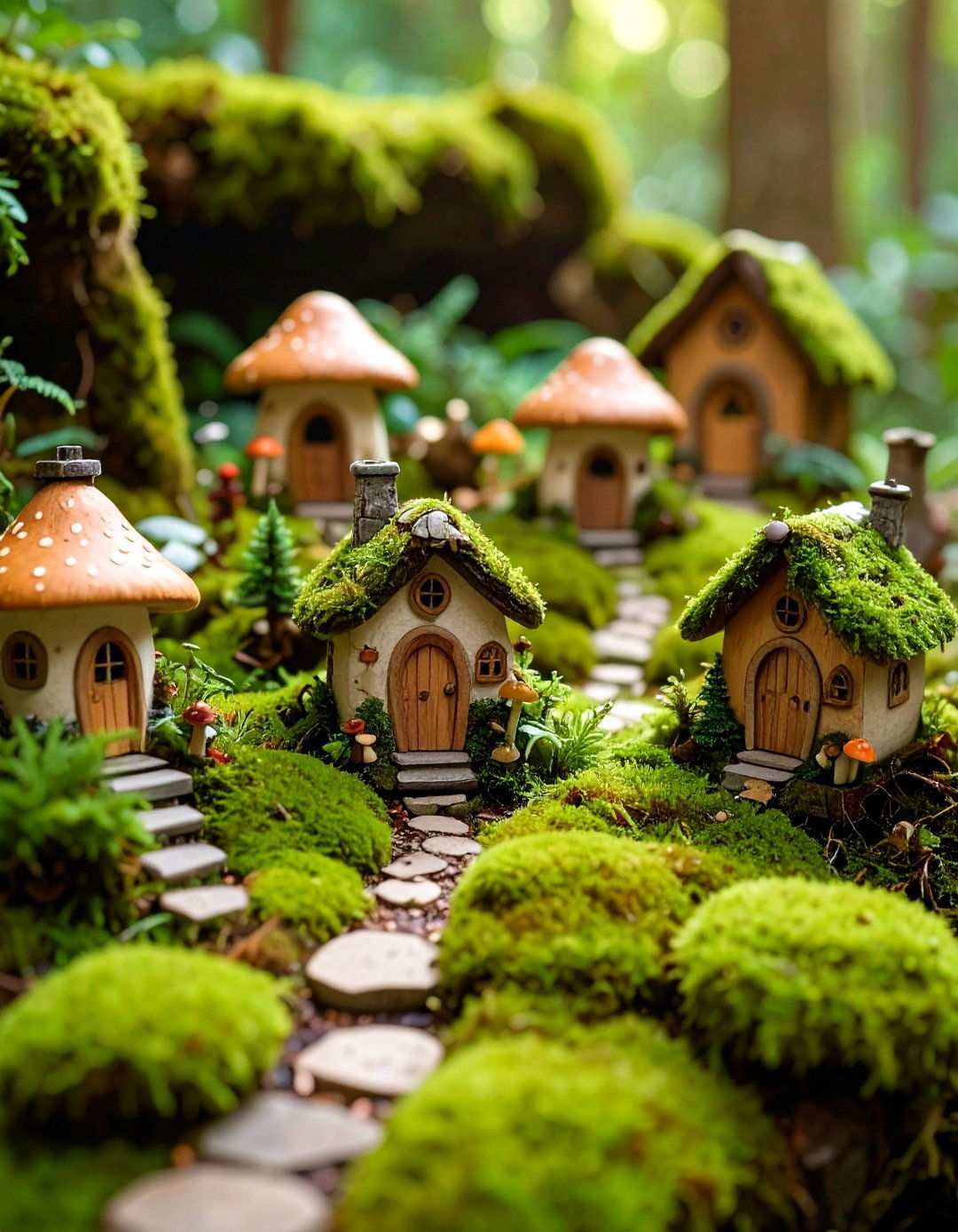 Enchanted Forest Fairy Village with Stone Cottages - 24 Large Fairy Garden Ideas