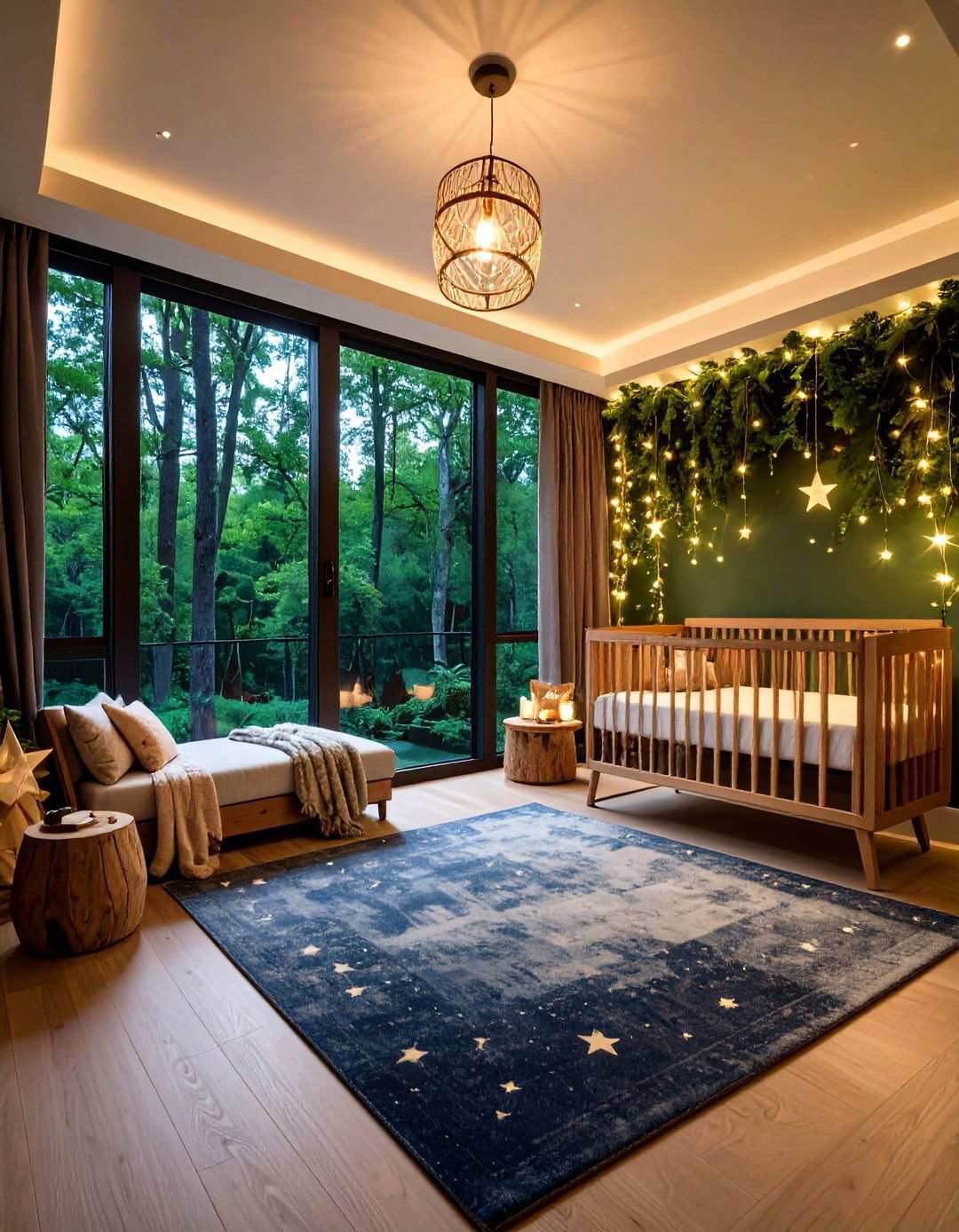 Enchanted Forest with Fairy Lights - 24 Woodland Nursery Ideas