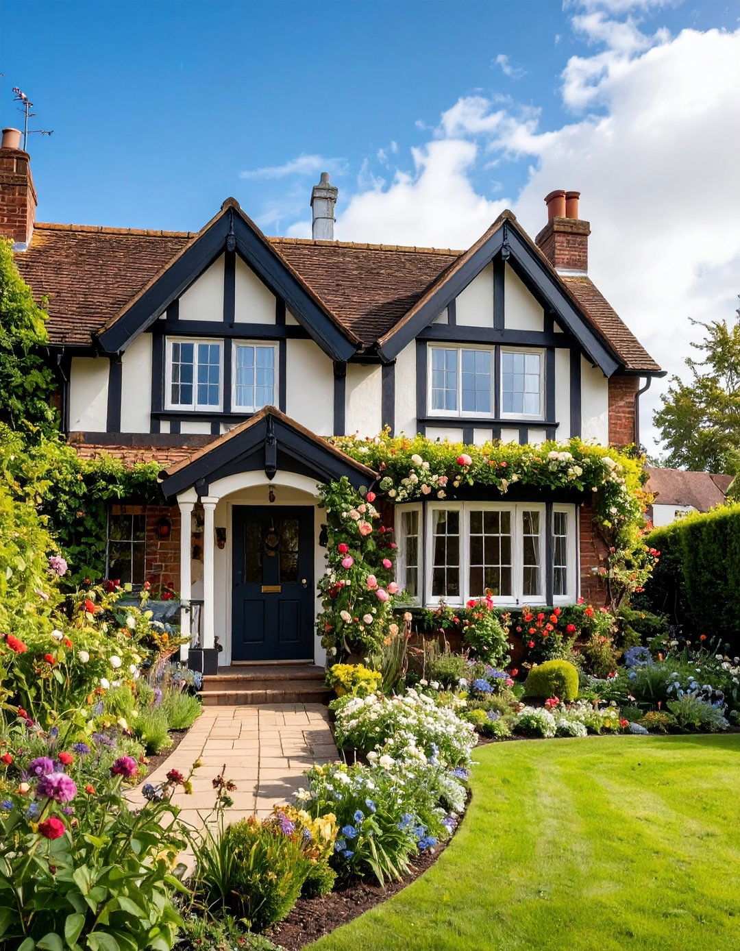 English Cottage Black Trim - 24 Red Brick House with Black Trim Design Ideas