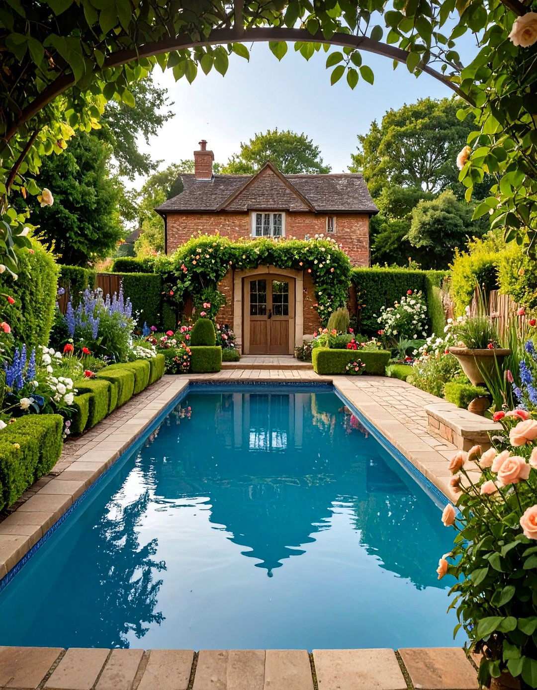 English Cottage Pool Garden - 24 Pool Landscaping Ideas
