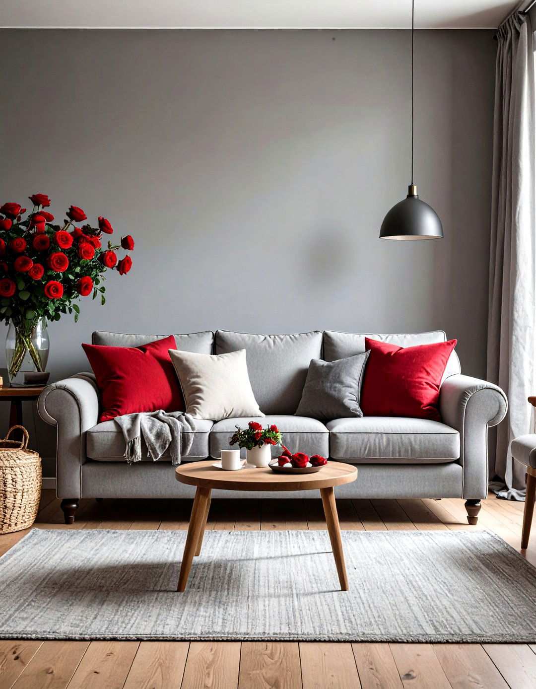 English Cottage Red Rose and Stone Grey Garden - 24 Red and Grey Living Room Ideas