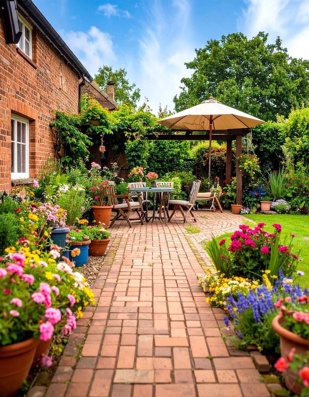 English Country Garden Red Brick Pathways - 24 Red Paver Patio Ideas