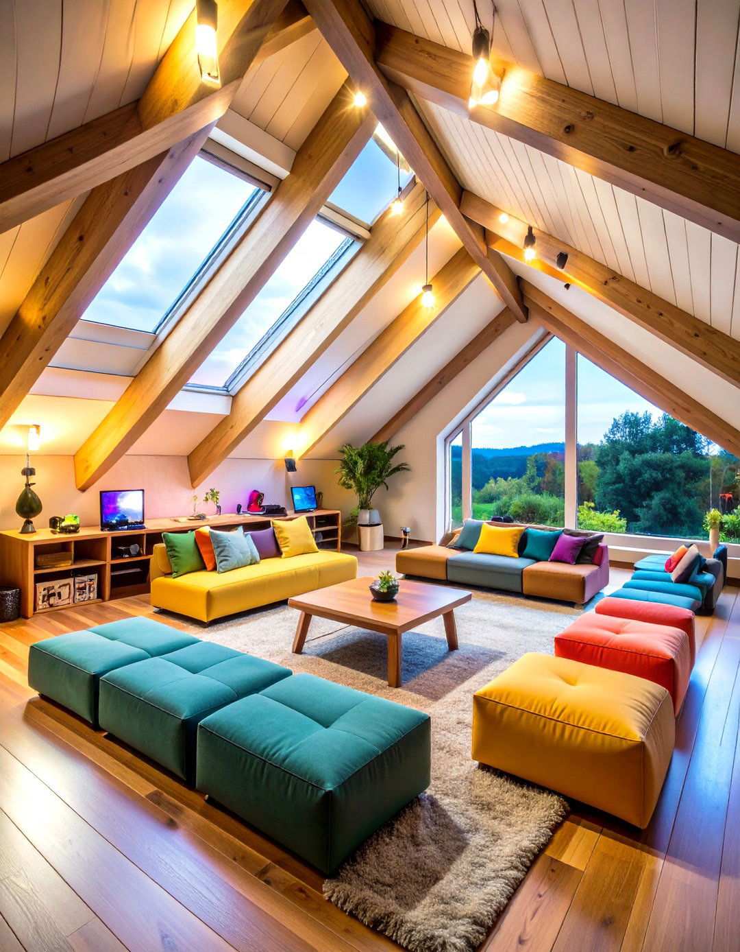 Entertainment and Gaming Area - 24 Low Ceiling Small Attic Room Ideas