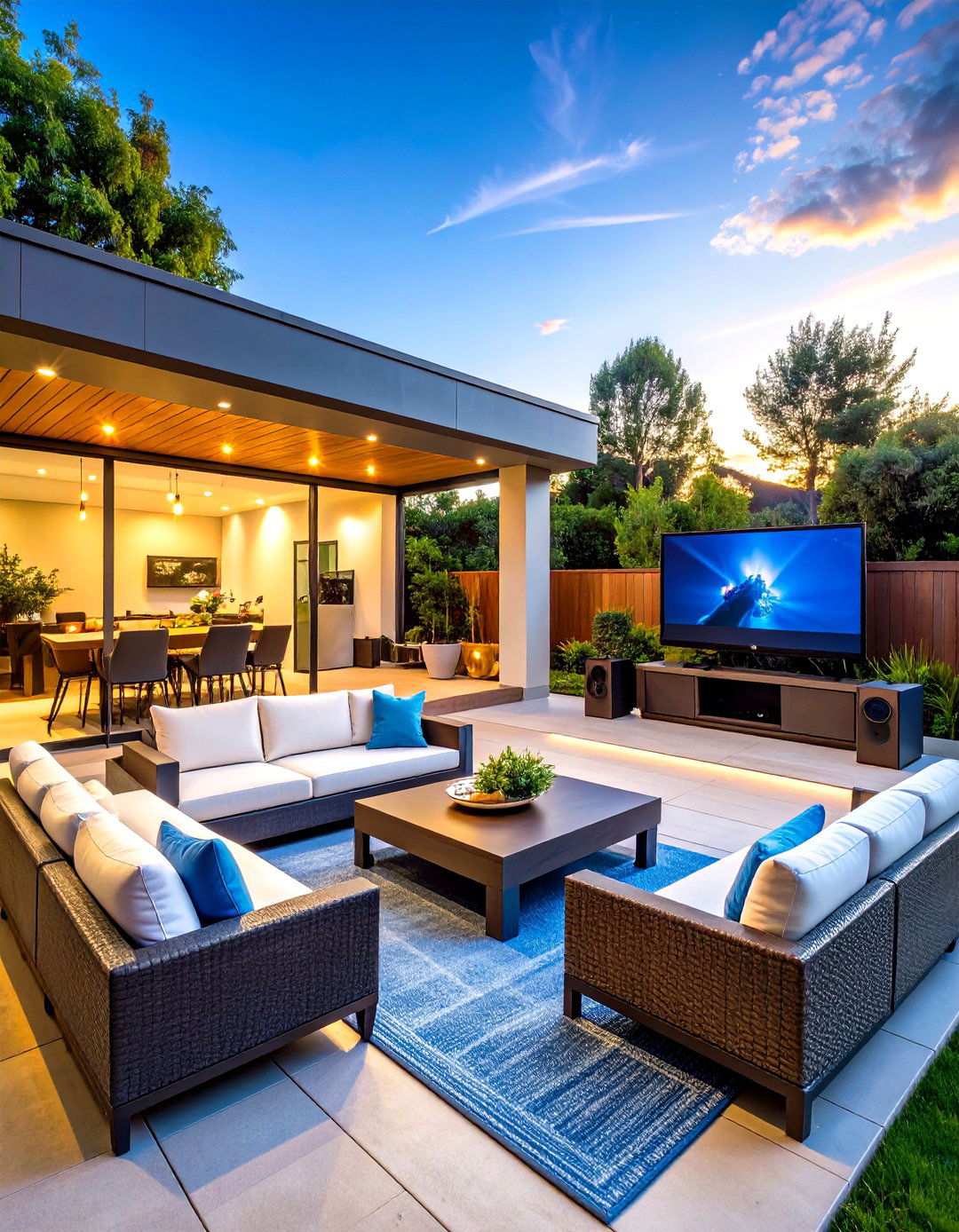 Entertainment Center Patio - 24 Small Backyard Patio Ideas