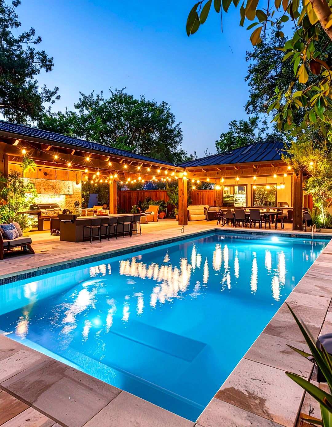 Entertainment Focused Pool Landscape - 24 Pool Landscaping Ideas