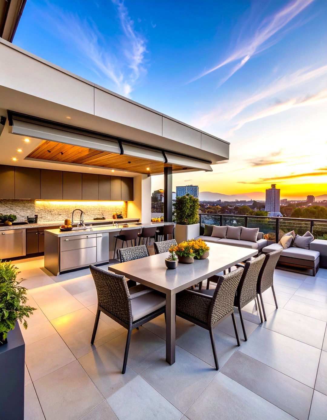 Entertainment Penthouse Balcony with Outdoor Kitchen - 24 Penthouse Balcony Ideas