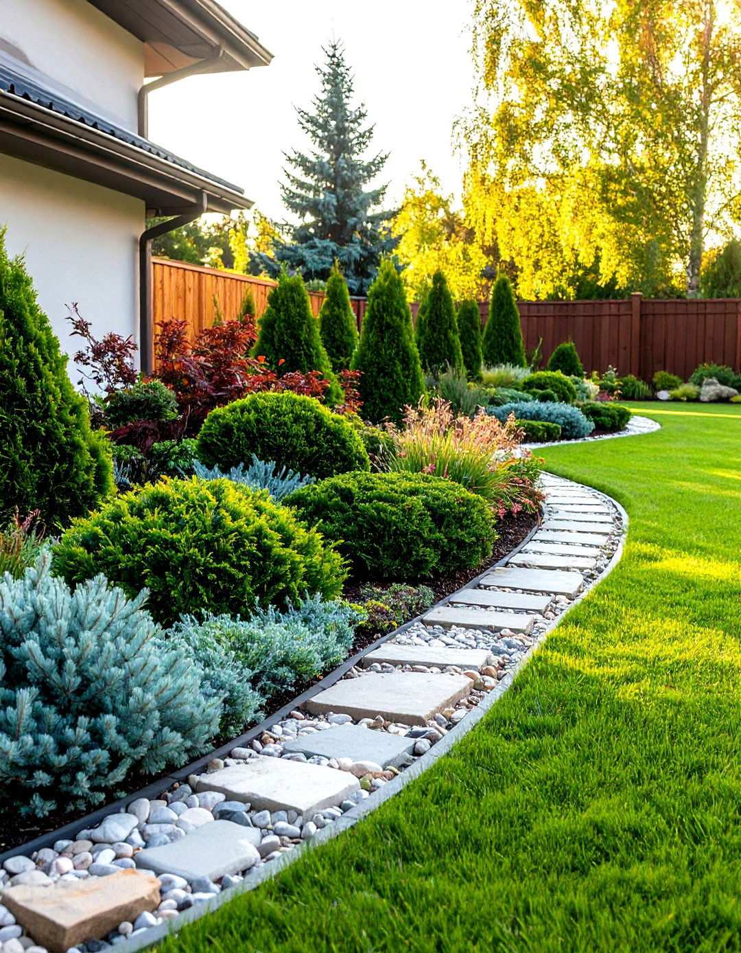 Evergreen Conifer Collection Border - 24 Low Maintenance Garden Border Ideas