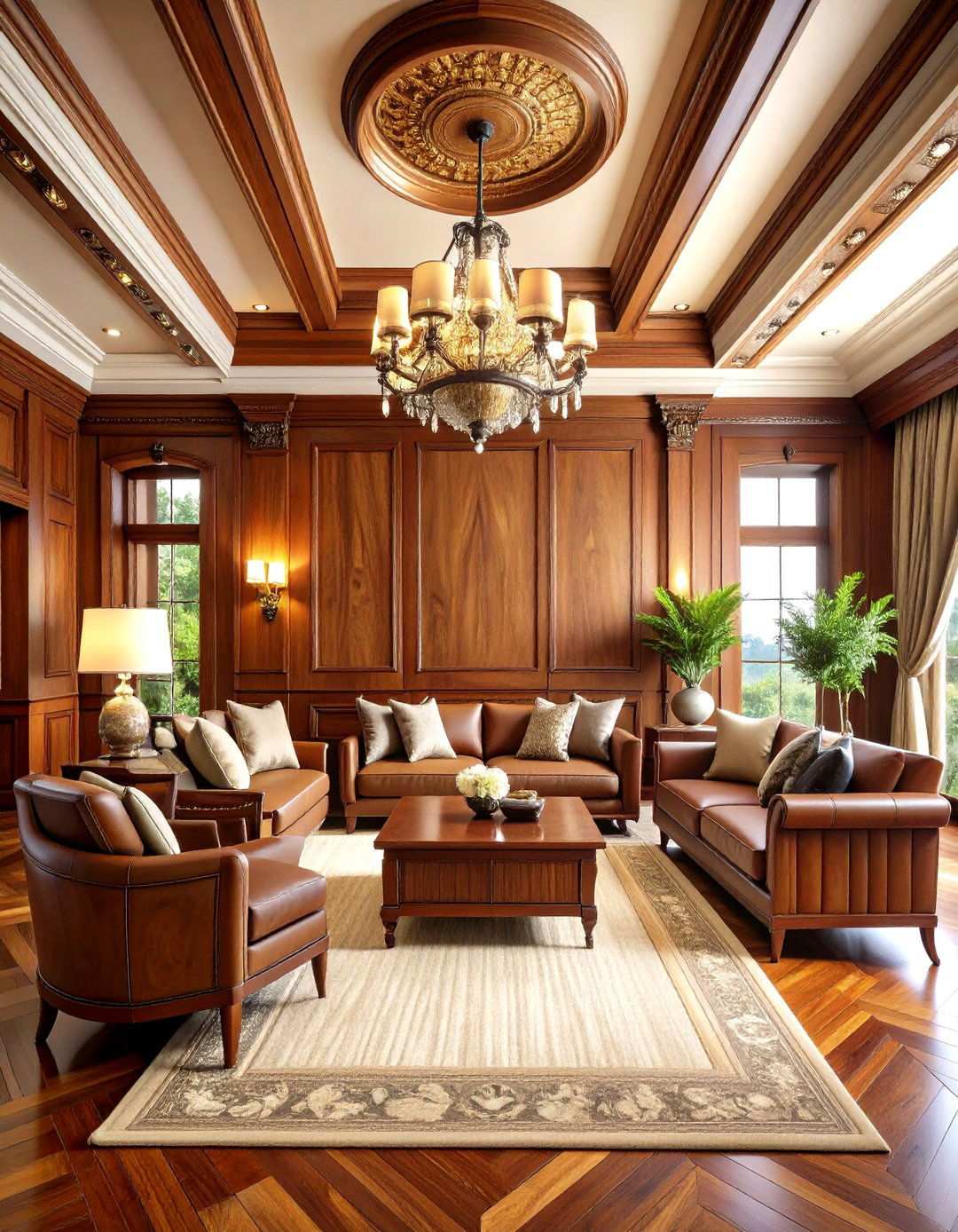 Exotic Wood Paneling Living Room - 24 Mansion Living Room Ideas
