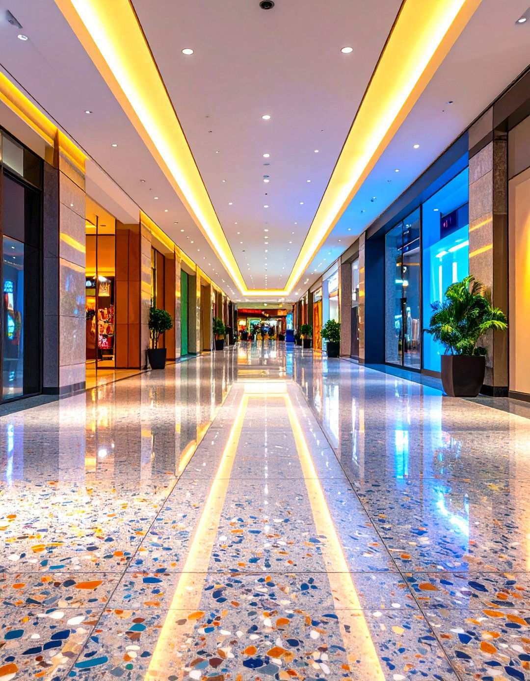 Exposed Aggregate Polished Concrete with Decorative Stones - 24 Types of Concrete Floor Finishes
