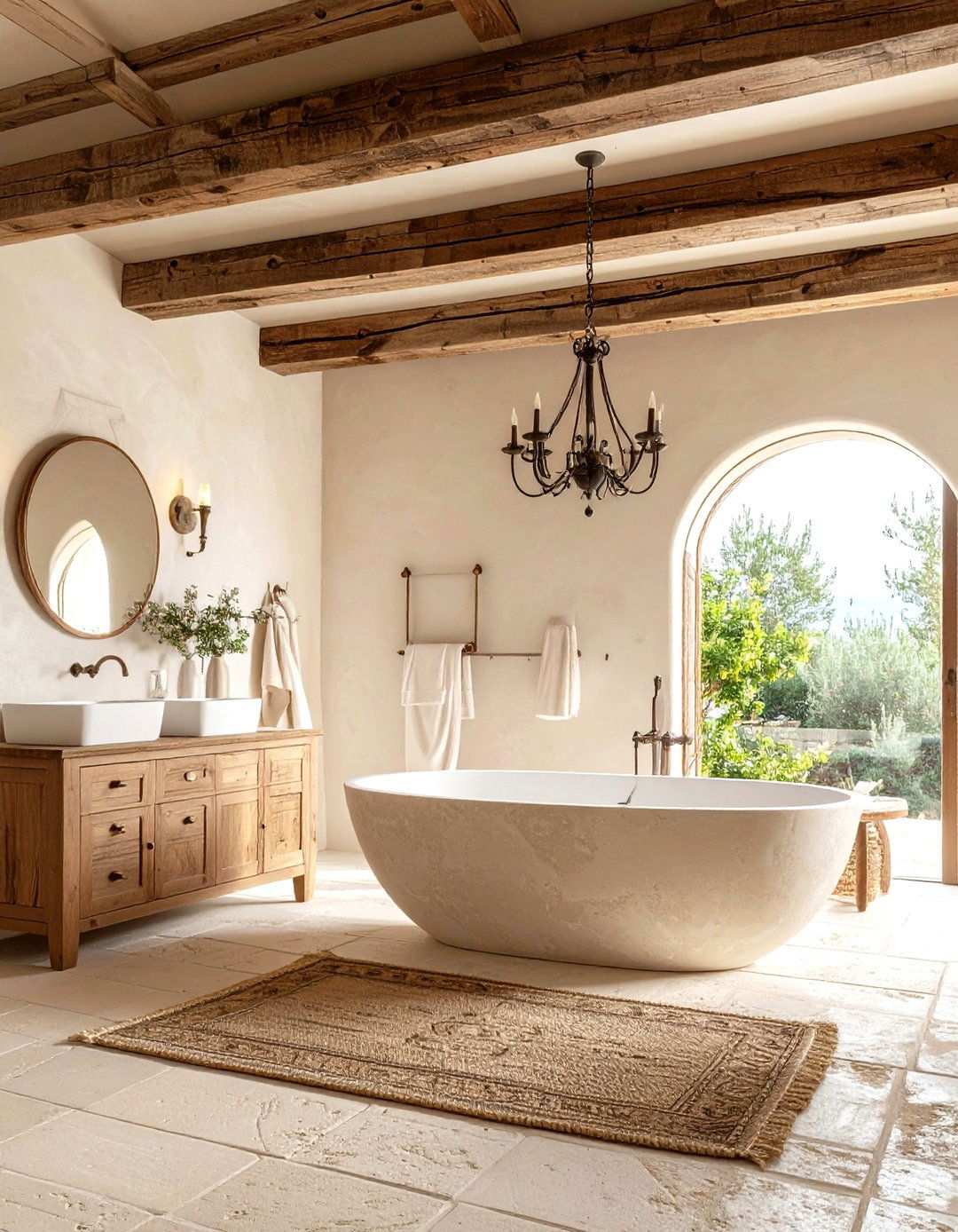 Exposed Beam Ceiling Bathroom - 24 Tuscan Bathroom Ideas