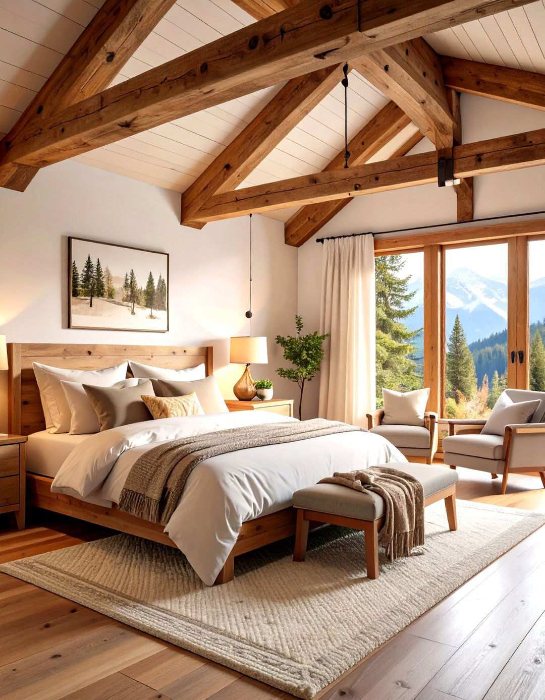 Exposed Beam Ceiling Cabin Style - 24 Rustic Bedroom Ideas