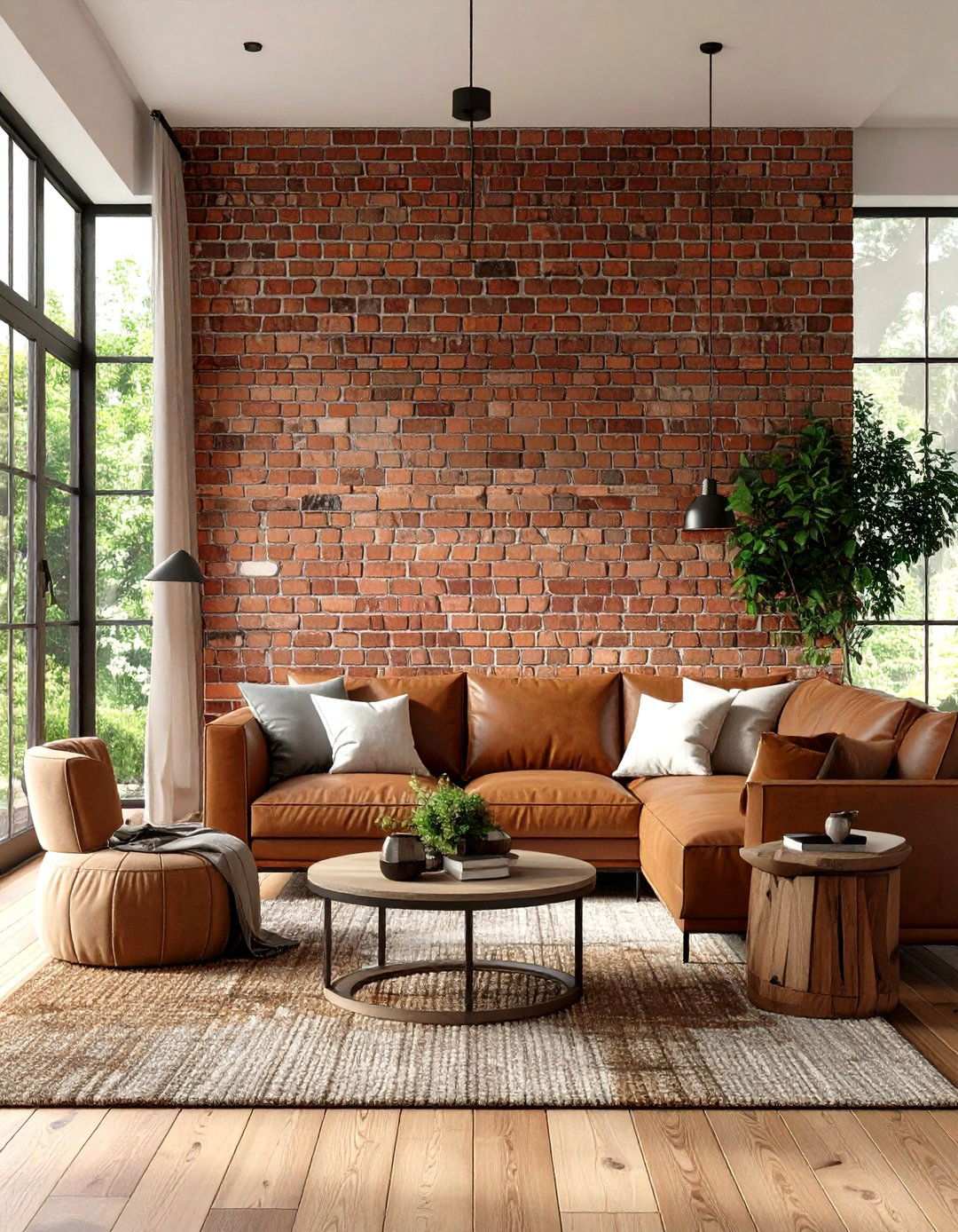 Exposed Brick Accent Feature - 24 Small Rustic Living Room Ideas