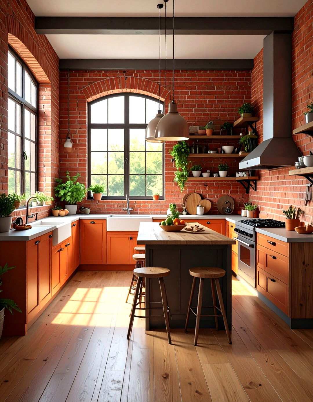 Exposed Brick Backsplash with Industrial Character - 24 Kitchen Backsplash Ideas