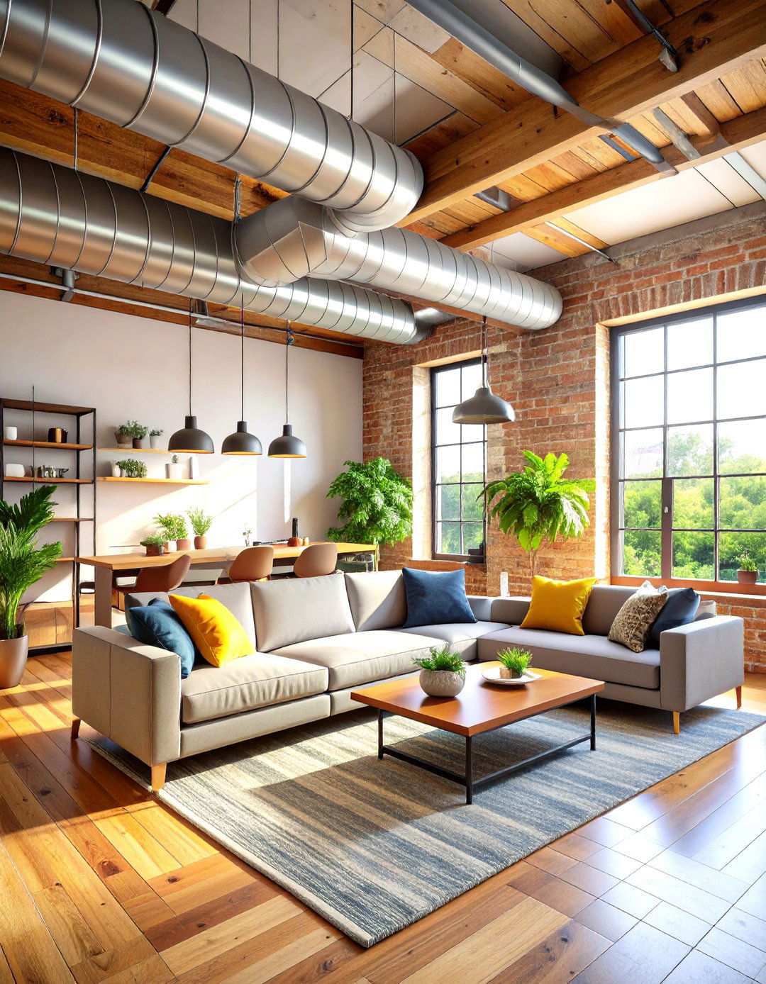 Exposed Ductwork Ceilings - 24 Industrial Living Room Ideas