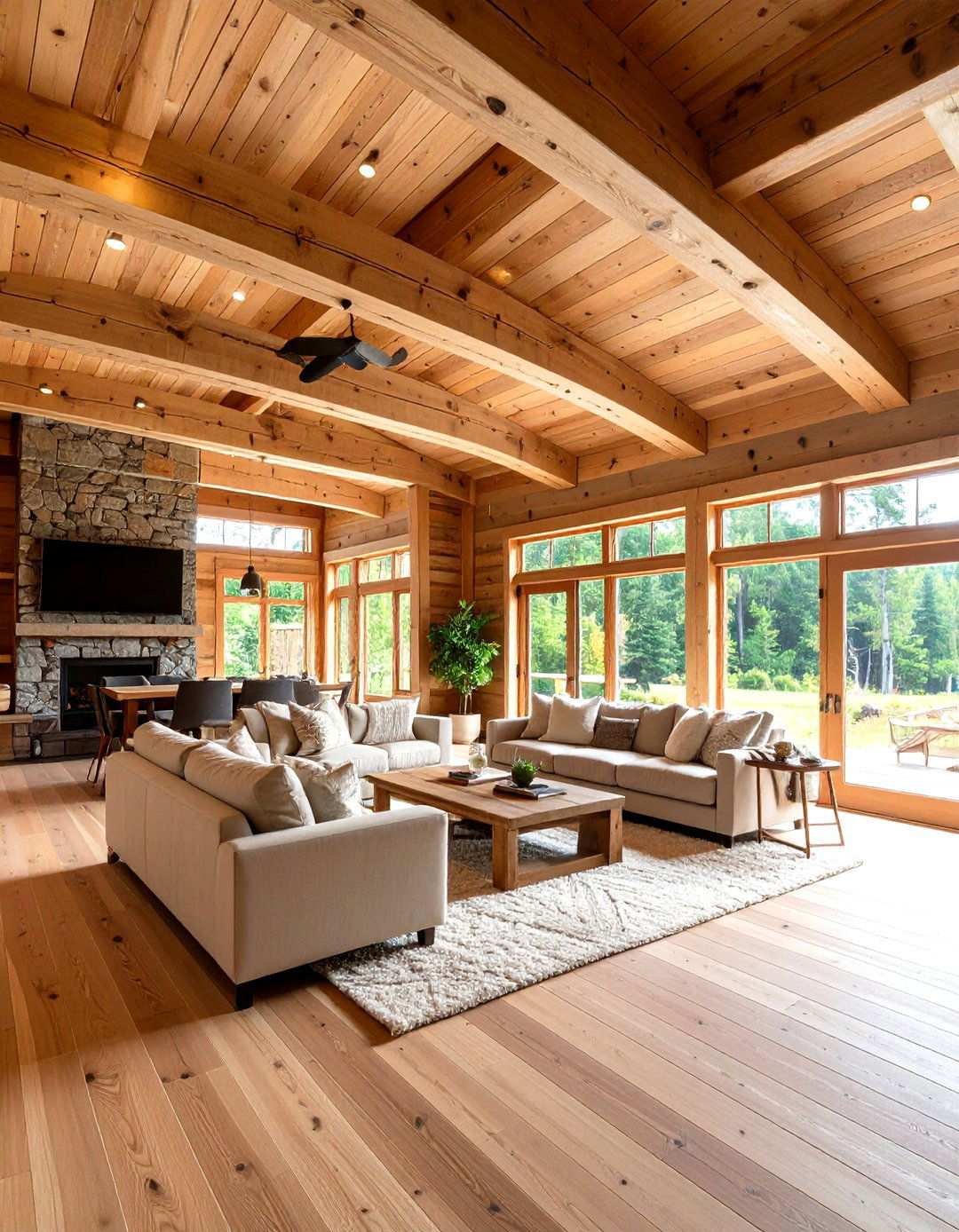 Exposed Wood Beam Ceiling Character - 24 Lake House Decorating Ideas