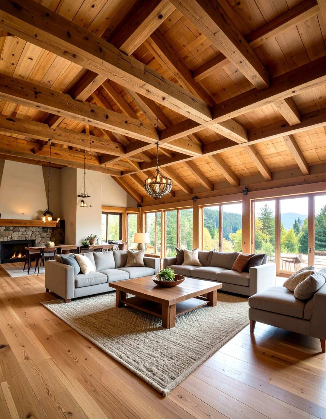 Exposed Wood Beam Ceilings - 24 Hunting Man Cave Ideas