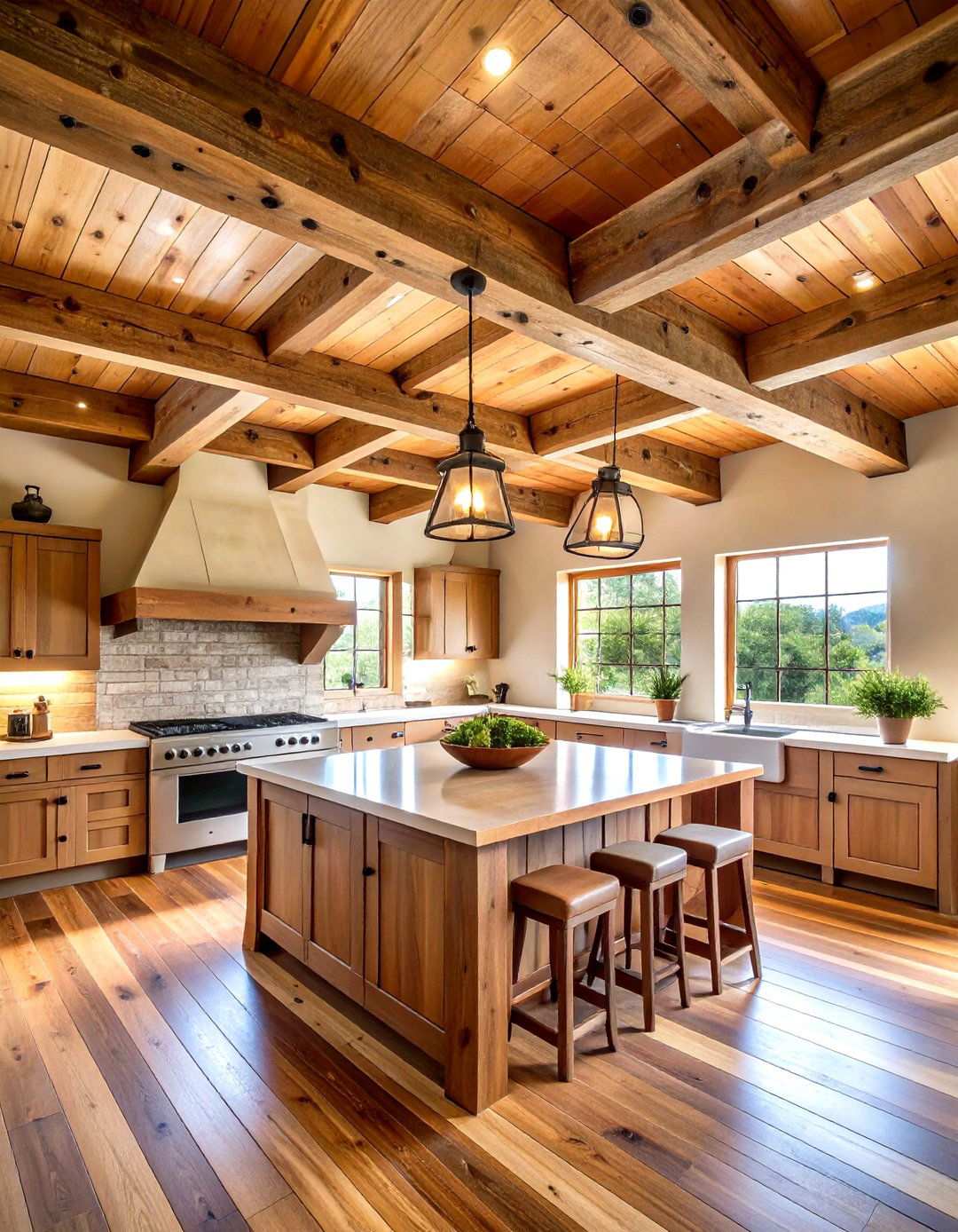 Exposed Wood Beam Ceilings - 24 Southwestern Kitchen Ideas