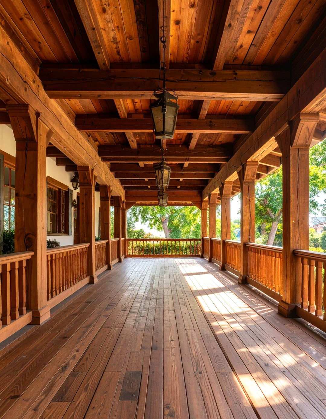Exposed Wooden Beam Ceiling - 24 spanish style front porch ideas