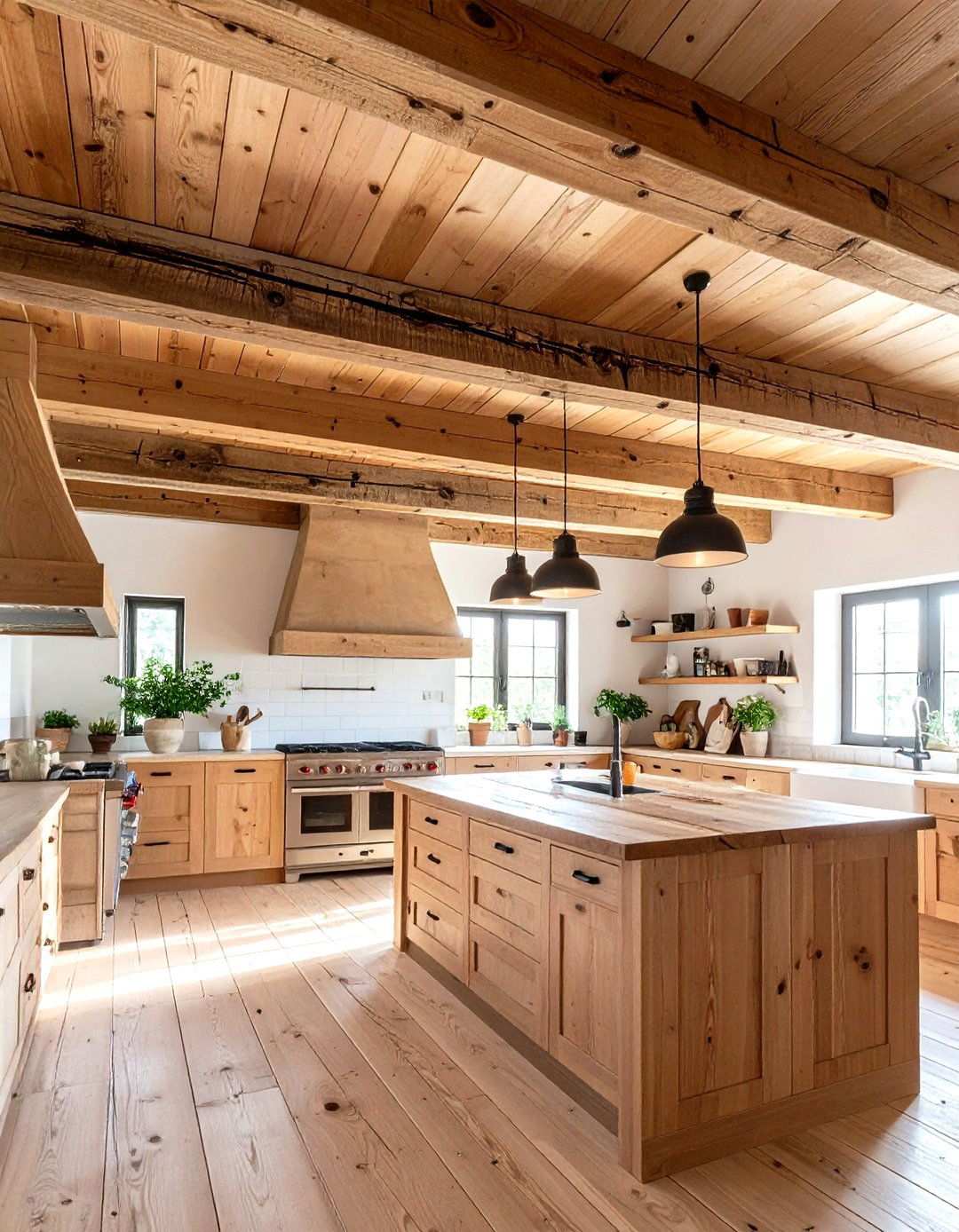 Exposed Wooden Ceiling Beam Installation - 24 Spanish Style Kitchen Ideas