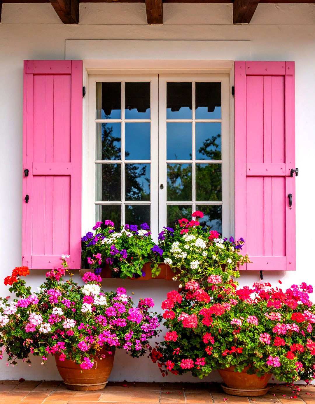 Exterior Wooden Shutters with Rustic Finish - 24 spanish style windows