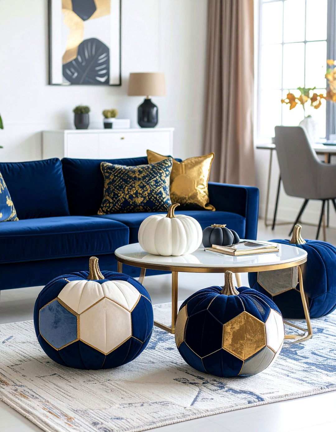 Fabric Hexagon Pumpkin Design - 24 Pumpkin Decor Ideas