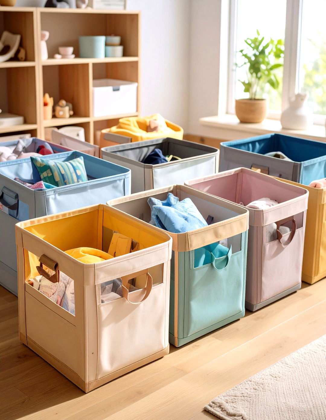 Fabric Storage Bins with Clear Windows - 24 Lego Storage Ideas